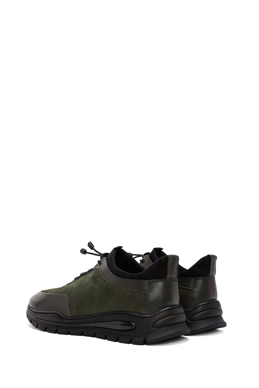 Erkek Yeşil Bağcıklı Nubuk Deri Casual Sneaker
