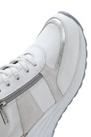 Kadın Beyaz Dolgu Topuklu Yandan Fermuarlı Deri Sneaker | Derimod