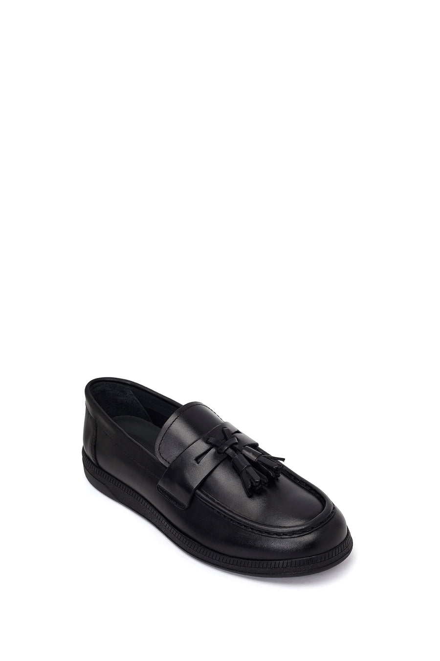 Erkek Siyah Püsküllü Deri Casual Loafer