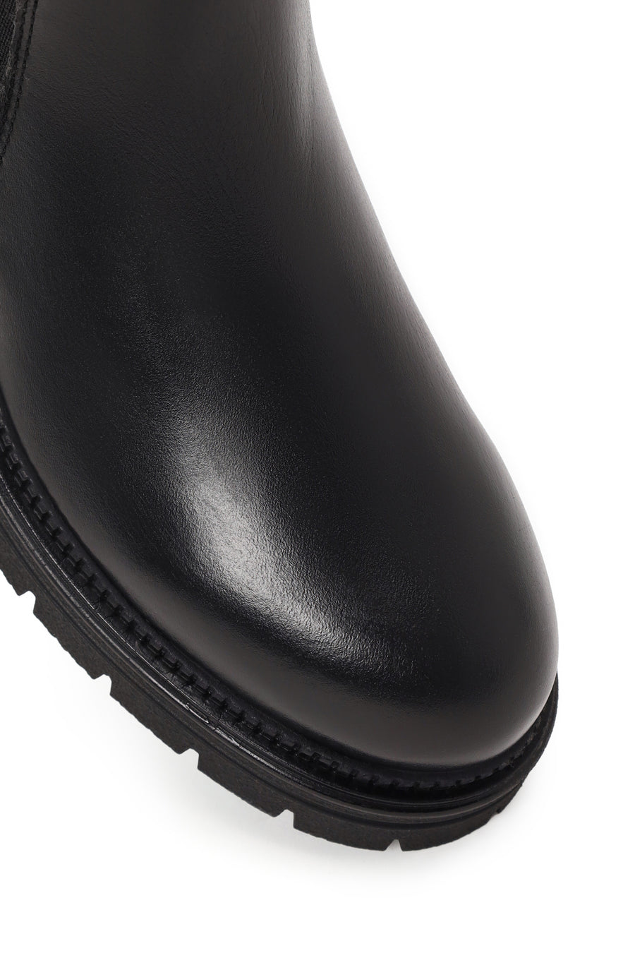 Woman Black Thick-Soled Leather Chelsea Boots