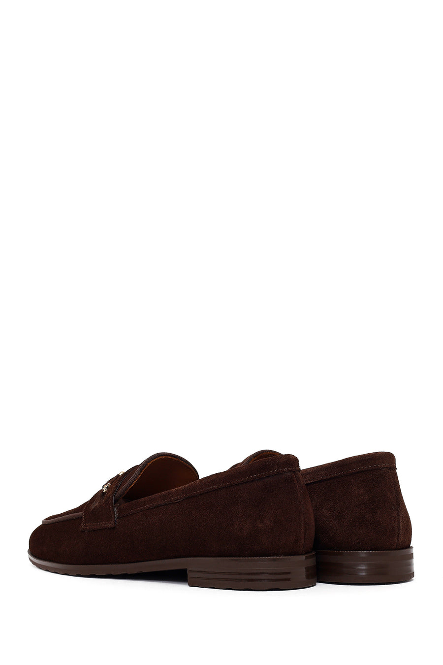 Woman Brown Buckled Suede Masculine Loafer