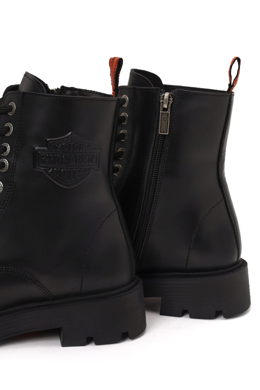 Harley Davidson Woman Black Cree Zip Closure Leather Combat Boots