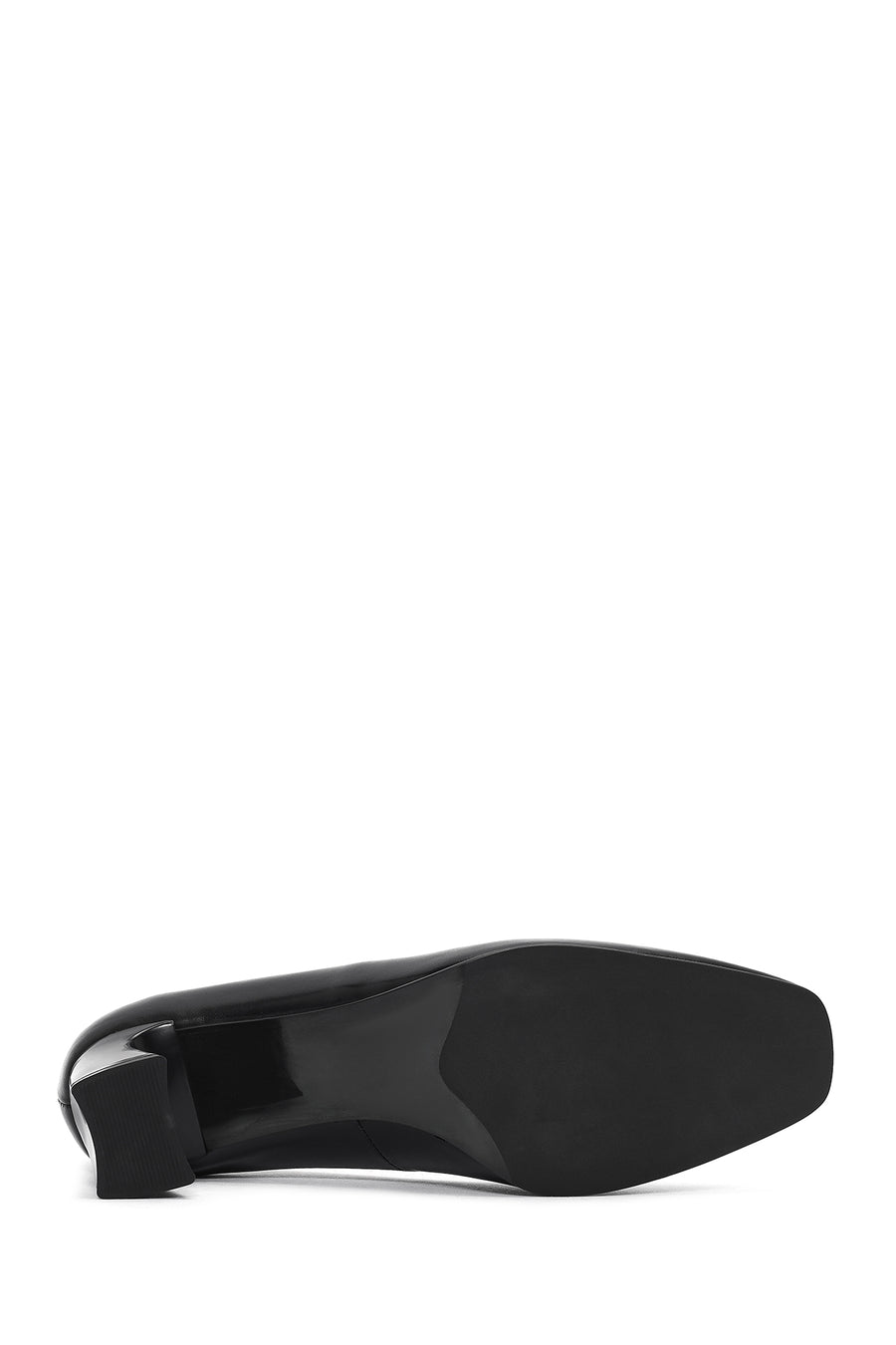 Women's Black Thick Low Heel Leather Stiletto
