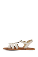 Women's Beige Ankle Strap Leather Bodrum Sandals | Derimod