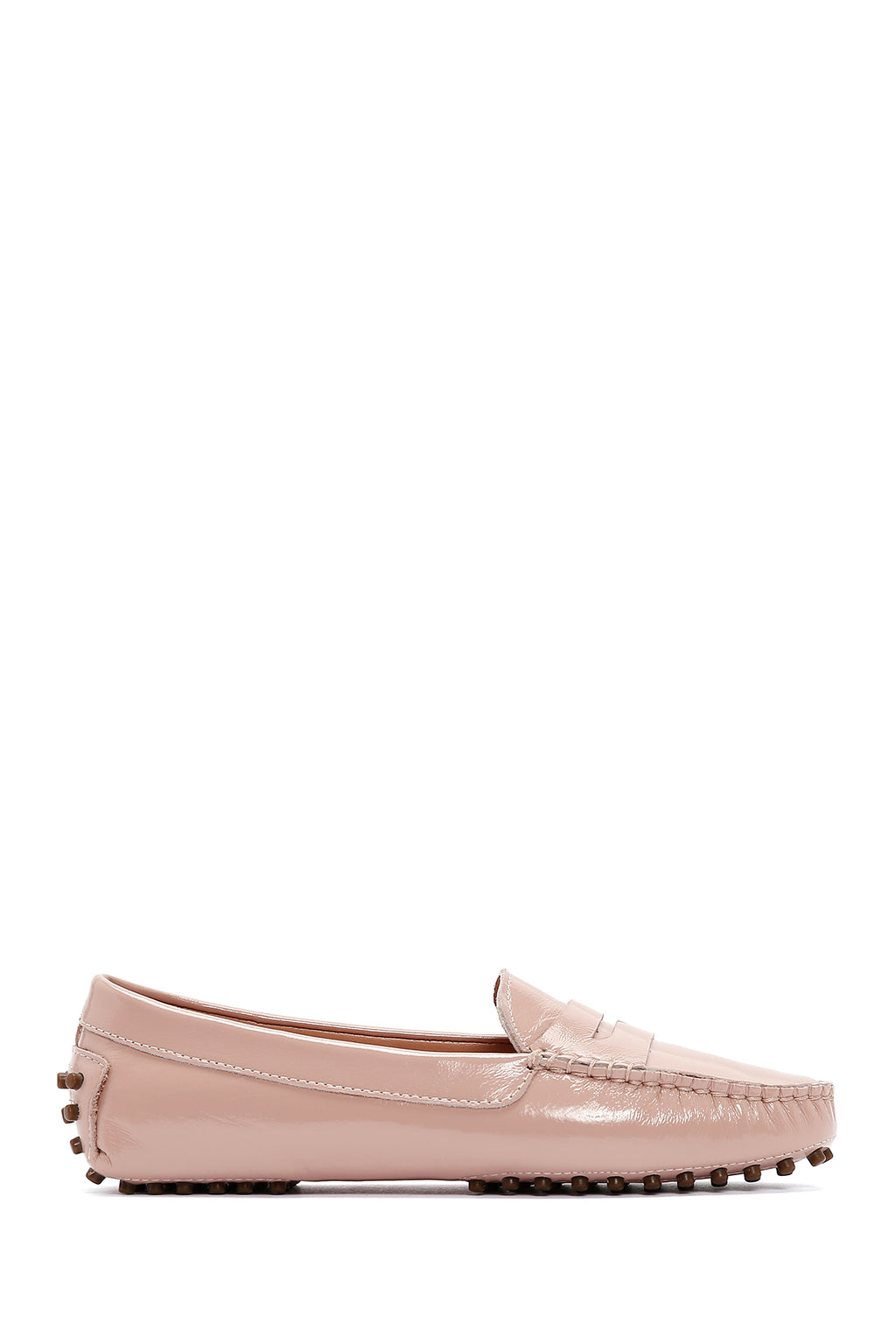 Kadın Pudra Rugan Deri Klasik Loafer