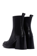 Women's Black Thick Heeled Leather Boots | Derimod