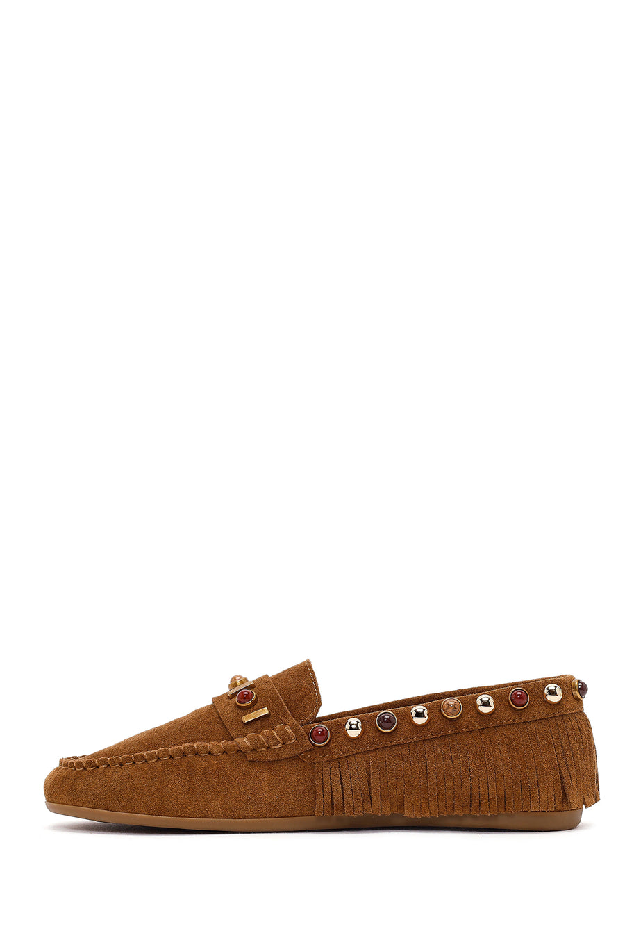 Women's Tan Tassel Suede Leather Loafer