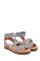 Women's Black Patterned Flat Sandals | Derimod