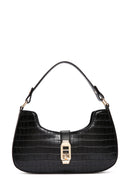 Women's Black Long Strap Crocodile Patterned Shoulder Bag | Derimod