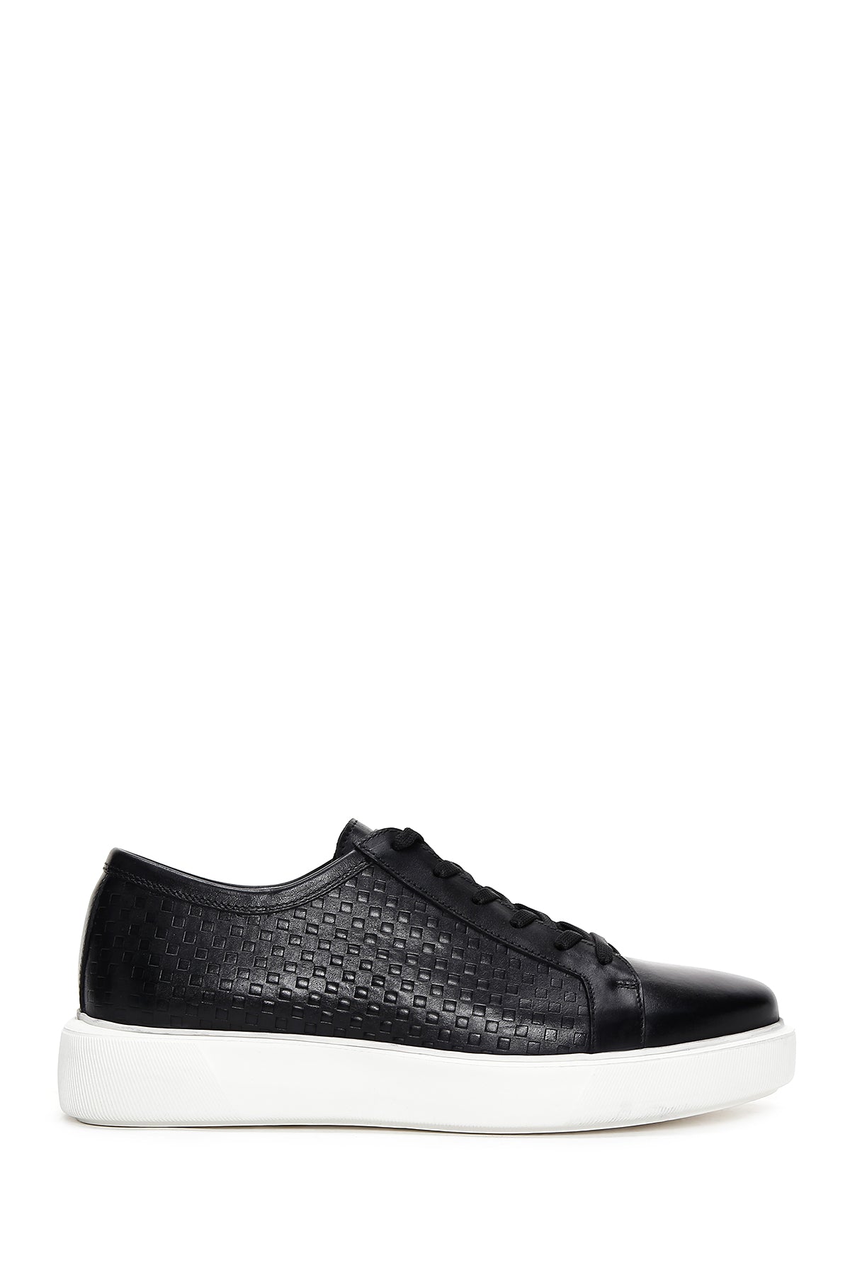 Men's Black Leather Thick Soled Sneaker 23SFD628318 | Derimod