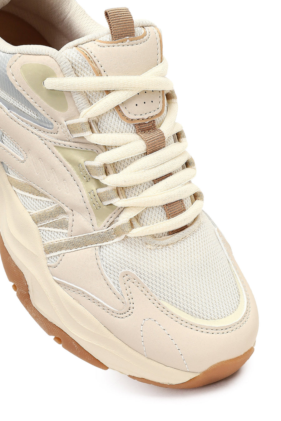 Woman Beige Lace-Up Chunky Sneaker