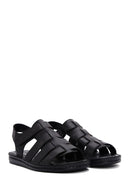 Men's Black Leather Casual Sandals | Derimod