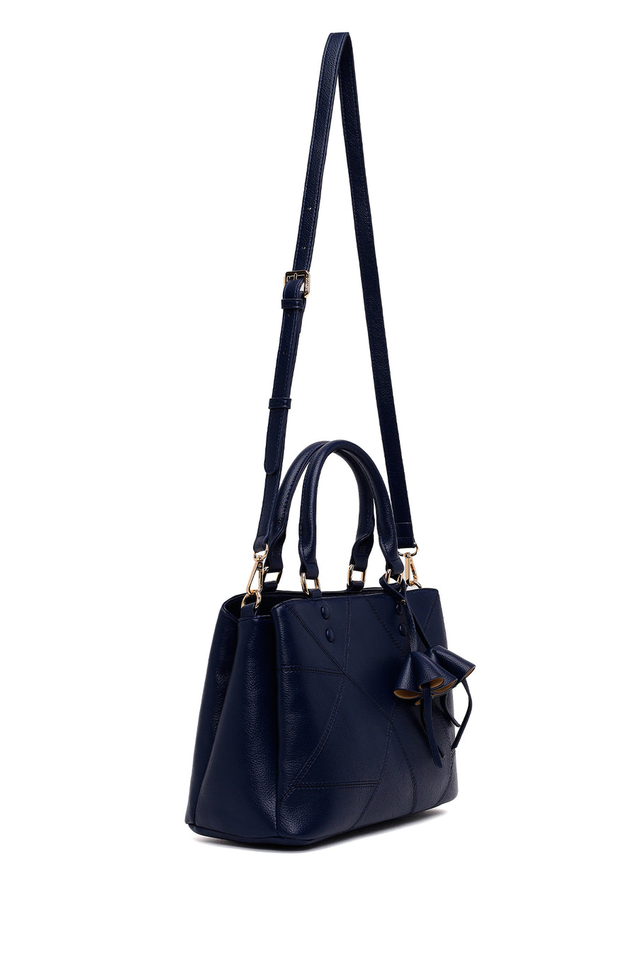 Woman Navy Long-Strap Classic Shoulder Bag