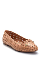 Women's Leather Printed Ballerinas | Derimod