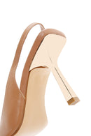 Women's Beige Metal Heeled Slingback Shoes | Derimod