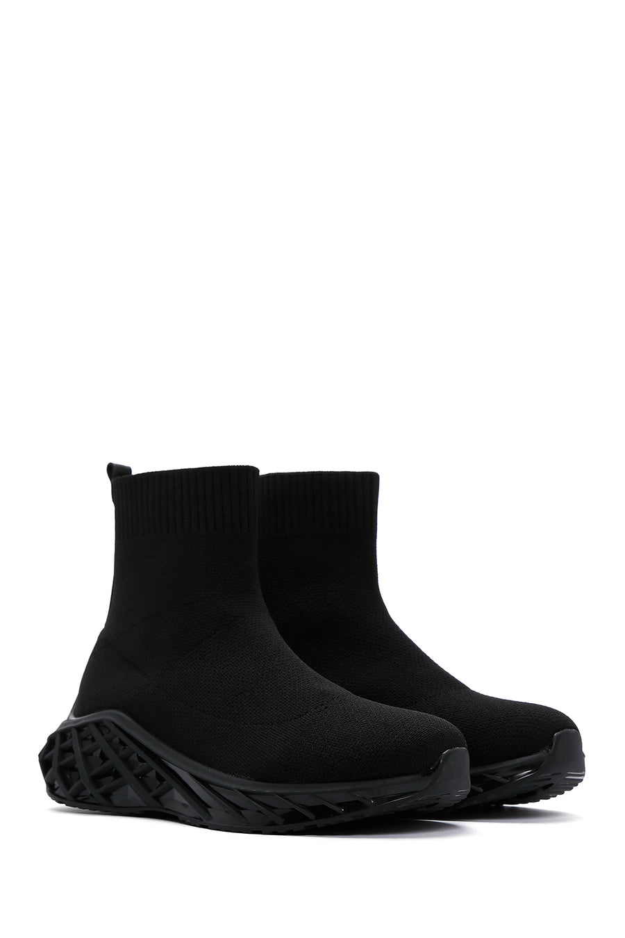 Kadın Siyah Kalın Tabanlı Bilekli Sneaker
