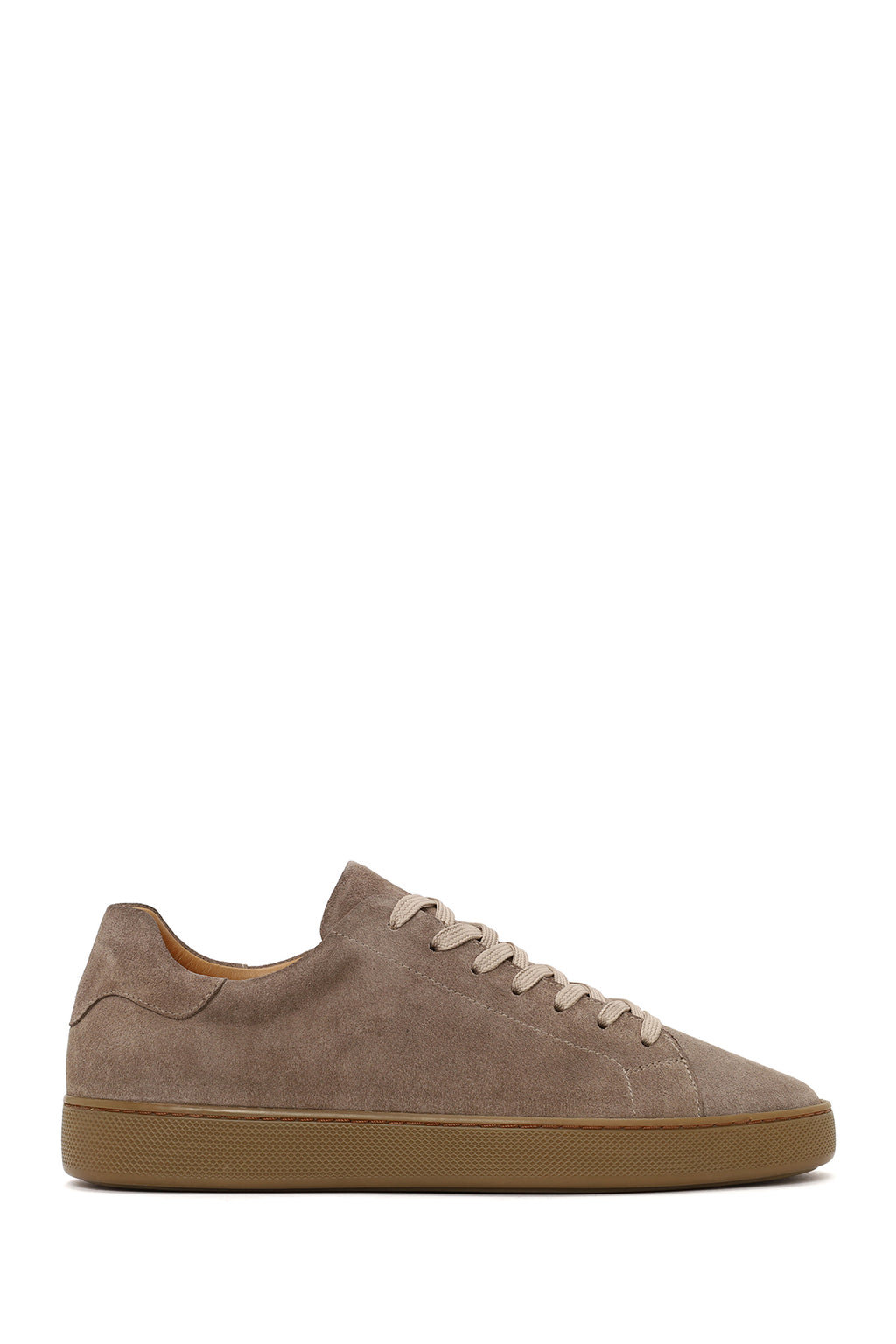 Erkek Bej Bağcıklı Süet Deri Sneaker