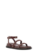 Women's Brown Ankle Strap Metal Detailed Suede Leather Sandals | Derimod