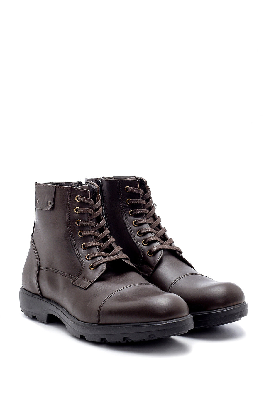 Men's Leather Zipper Detailed Boots