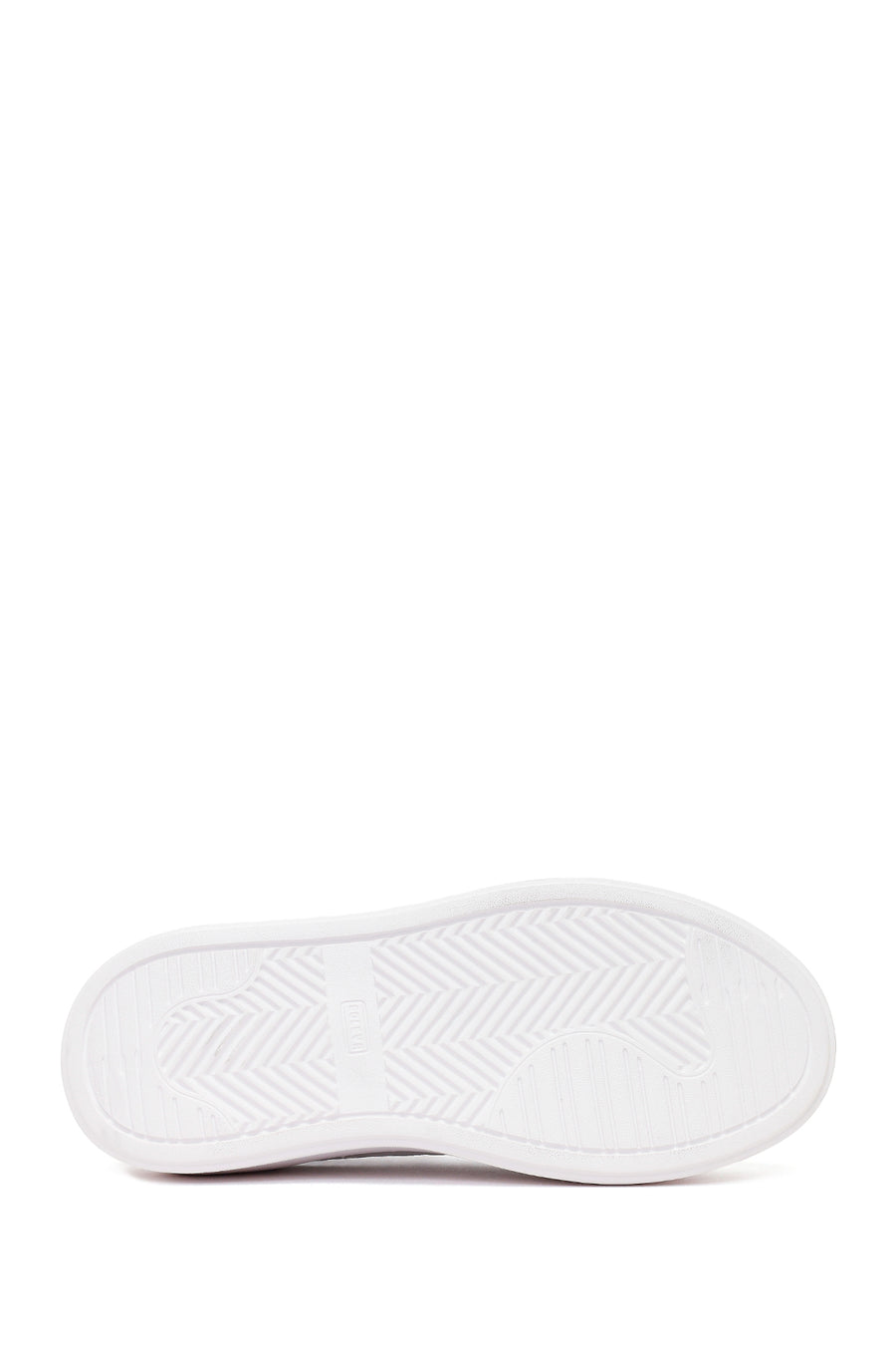 Woman White Lace-Up Thick-Soled Leather Sneaker