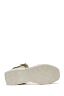 Women's Green Leather Sandals | Derimod