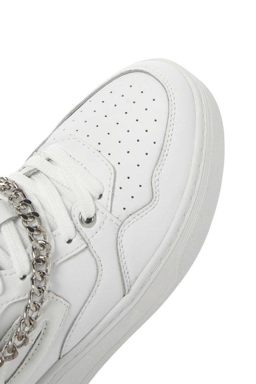 Alberto Guardiani Women's White Leather Thick Sole High Top Sneaker