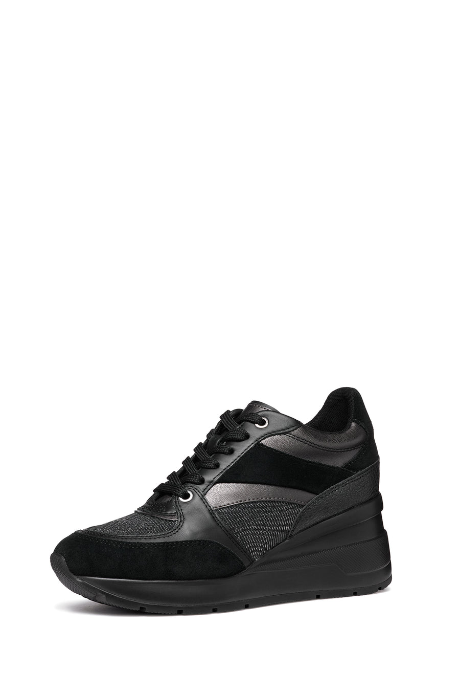 Geox Kadın Siyah D Zosma Bağcıklı Dolgu Topuklu Deri Sneaker