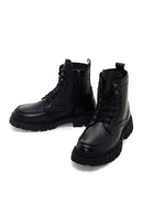 Men's Black Leather Zippered Casual Boots | Derimod