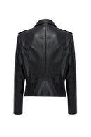 Egoist(Plus) Women's Black Leather Jacket | Derimod