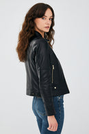 Ella Black Women's Short Leather Jacket | Derimod