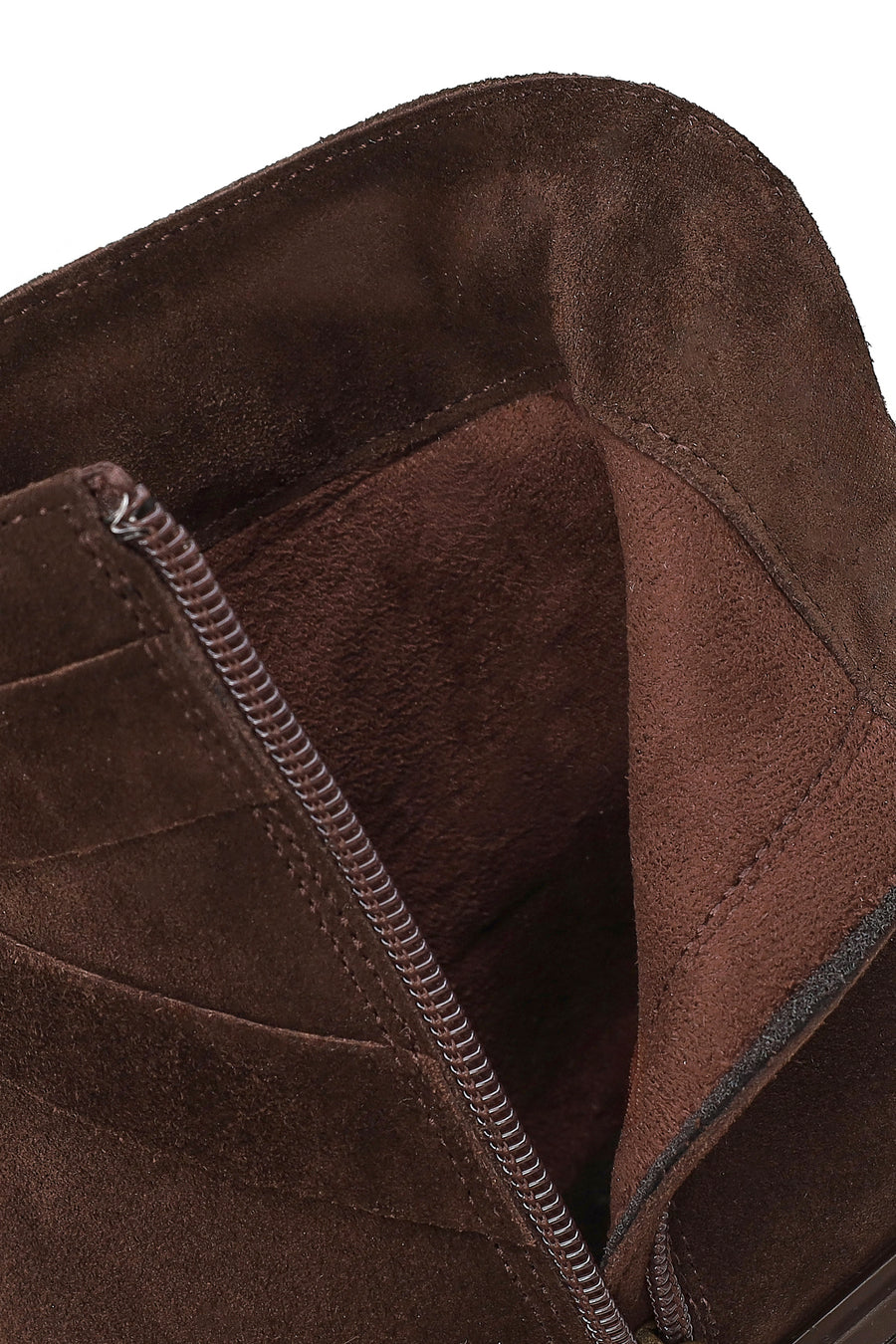 Woman Brown Zip Closure Suede Cowboy Boots
