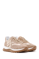 Women's Beige Suede Detailed Leather Sneaker | Derimod