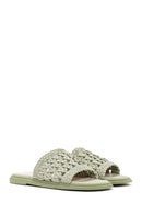 Women's Green Knitted Slippers | Derimod