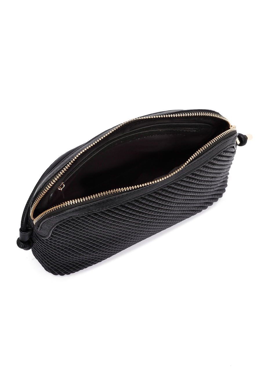 Women's Black Long Strap Quilted Patterned Crossbody Bag
