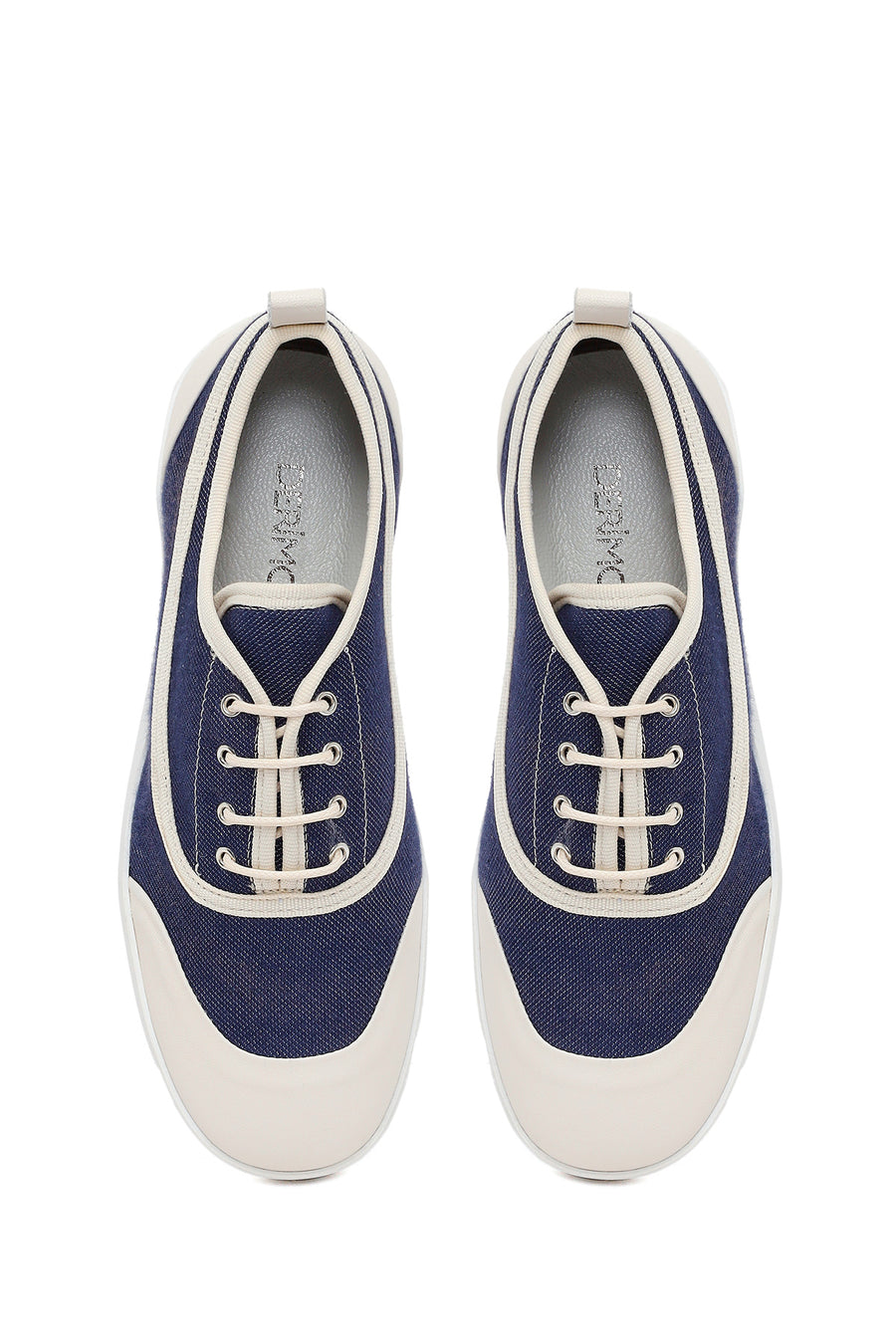 Woman Blue Lace-Up Jean Leather Sneaker