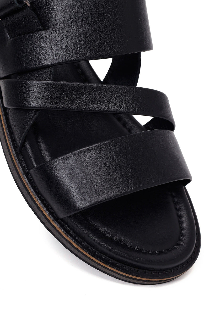 Men's Black Leather Sandals