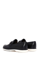 Men's Black Leather Printed Buckle Casual Loafer | Derimod