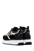 Alberto Guardiani Women's Black Gold Louise Thick Sole Leather Sneaker | Derimod