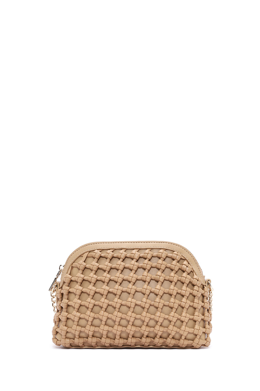 Women's Beige Knitted Patterned Long Strap Crossbody Bag