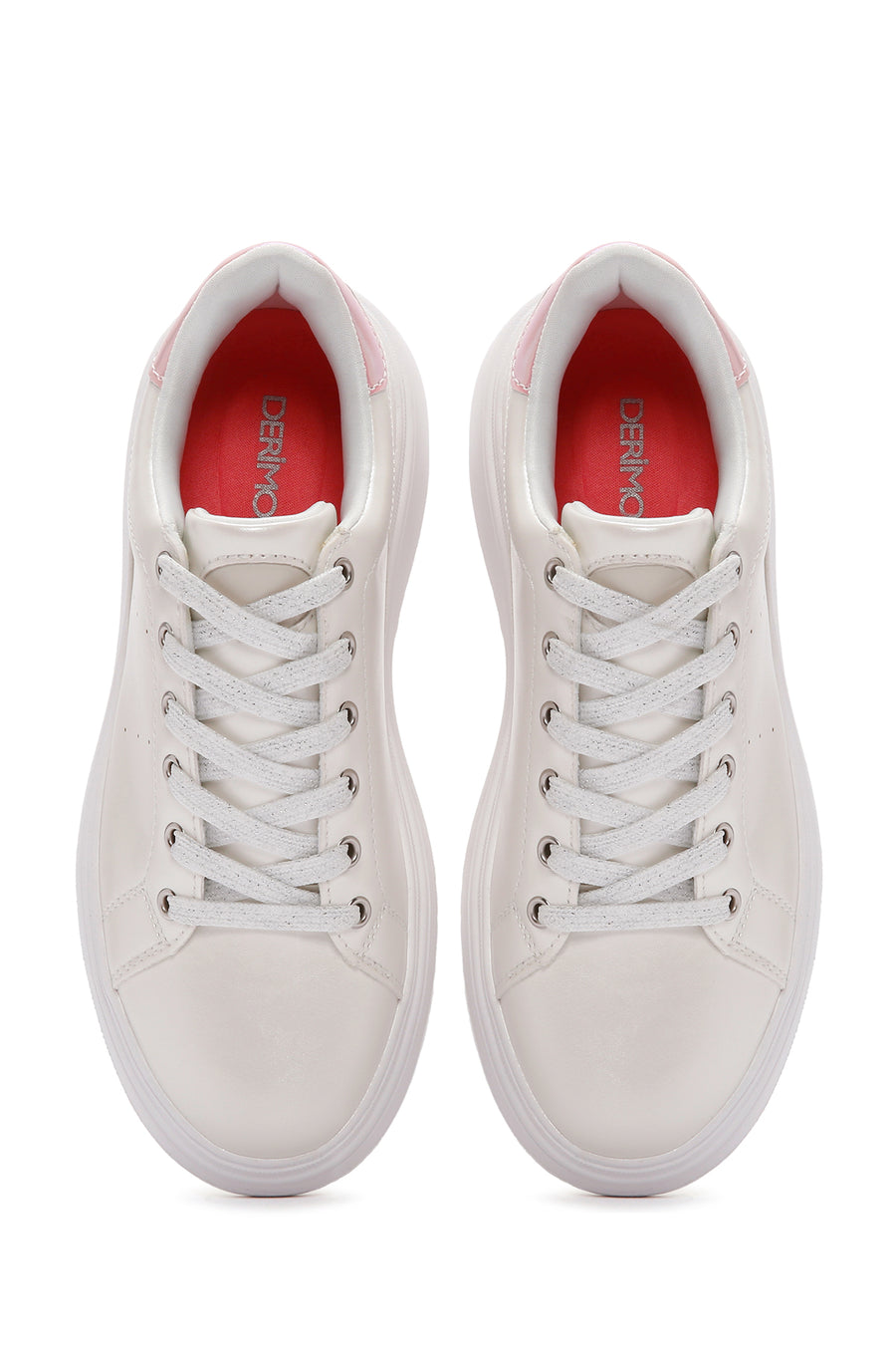 Kadın Beyaz Bağcıklı Kalın Tabanlı Sneaker