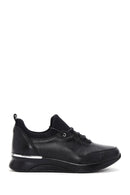 Women's Black Thick Sole Leather Casual Sneaker | Derimod