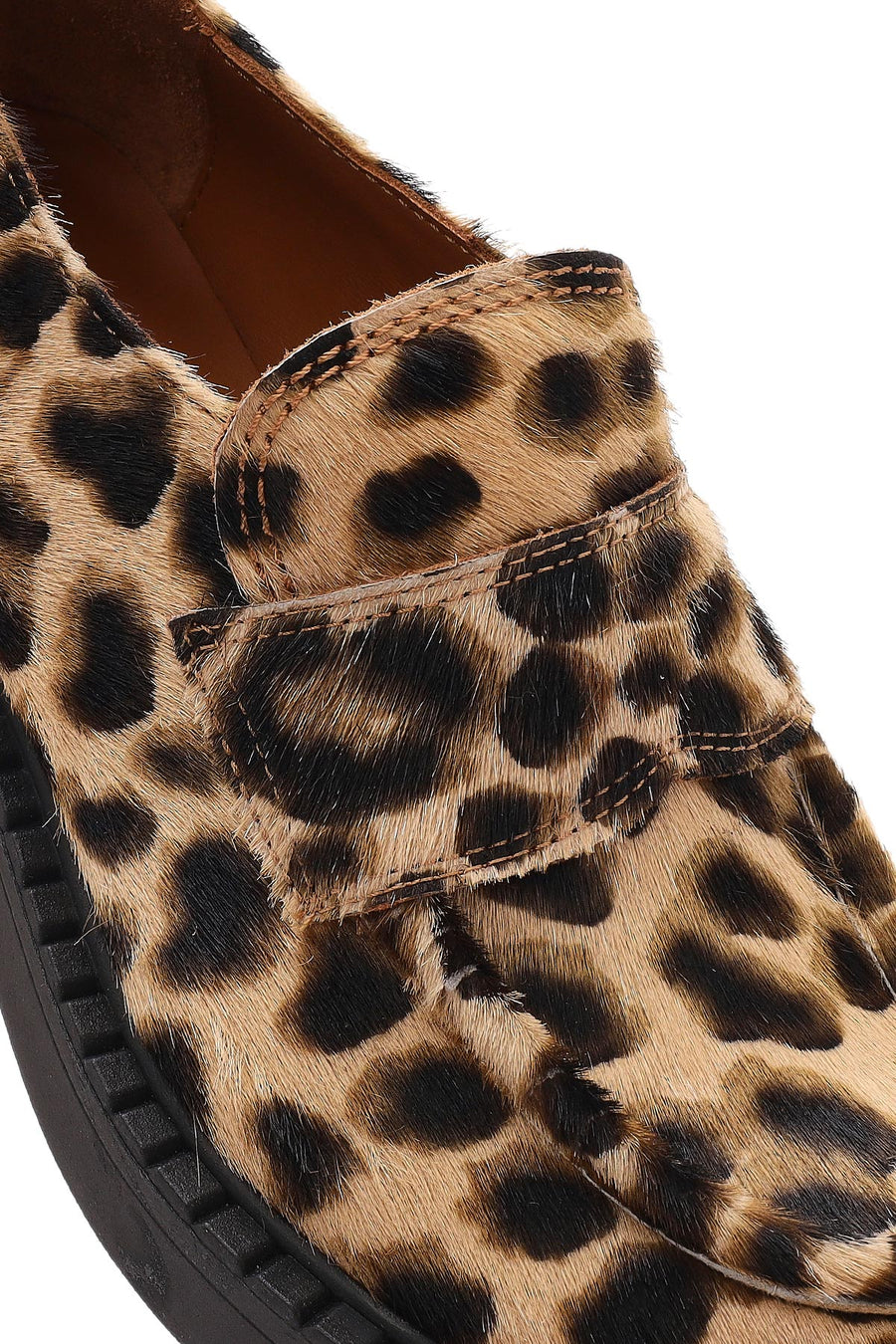 Women's Leopard Leather Masculine Loafer