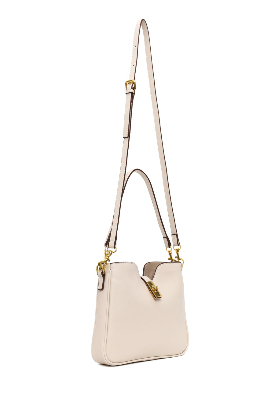 Woman Cream Long-Strap Shoulder Bag