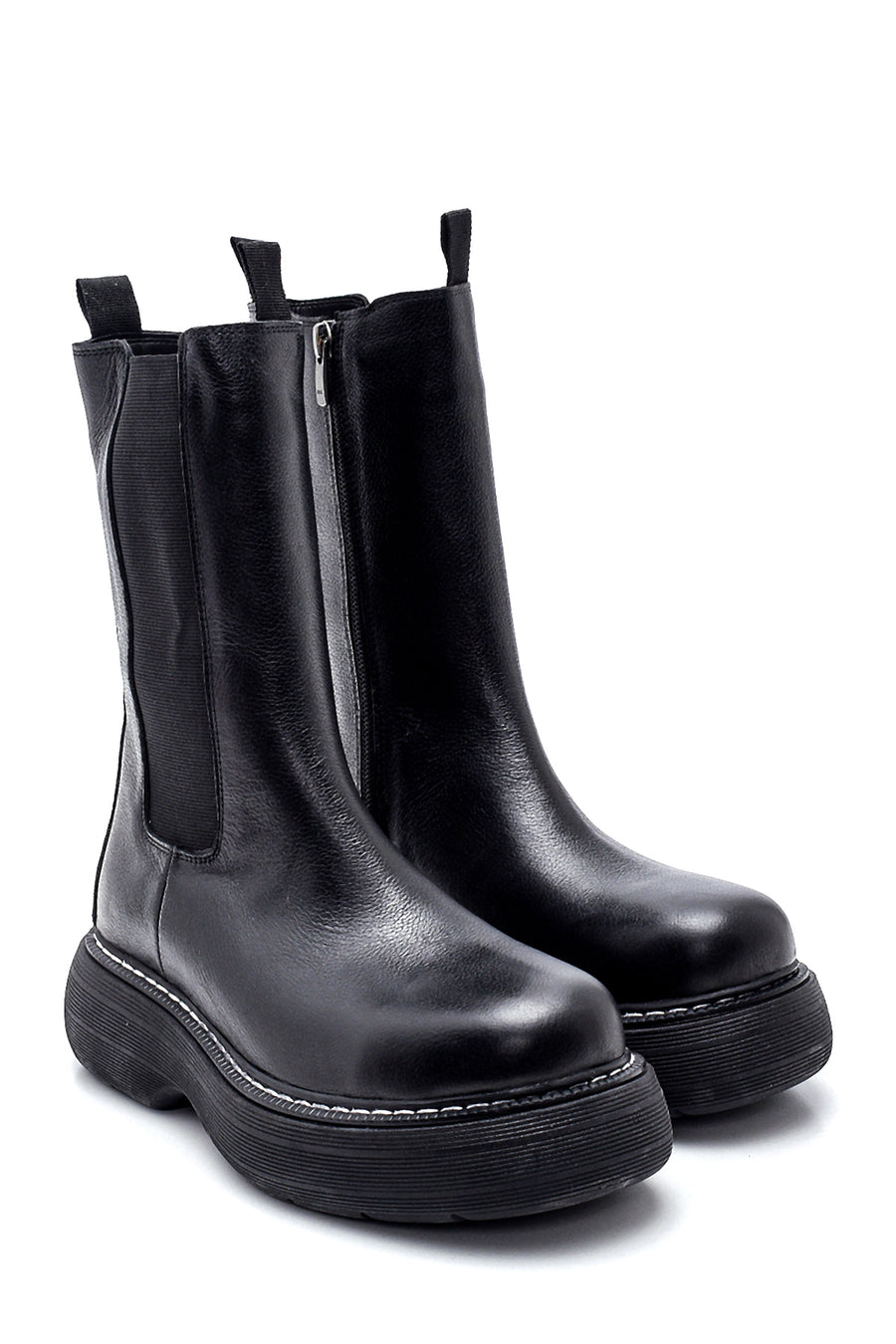 Women's Leather Thick Soled Long Chelsea Boots