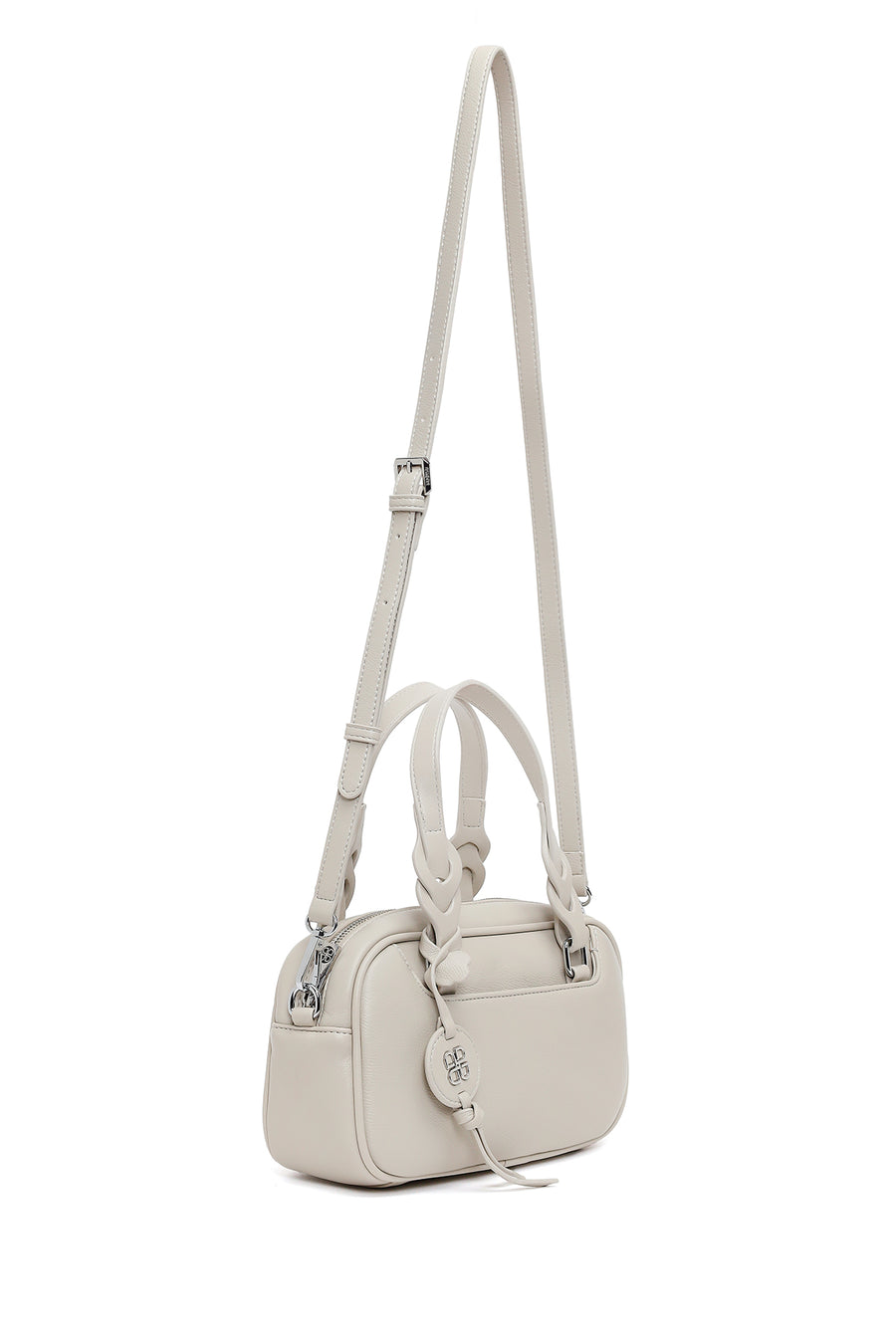 Woman Gray Mini Shoulder Bag with Long Strap