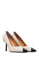 Women's Cream Thin Heeled Leather Stiletto | Derimod