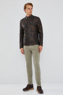 Kimmich Men's Brown Vintage Leather Jacket | Derimod