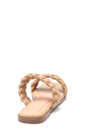 Women's Beige Knitted Slippers | Derimod