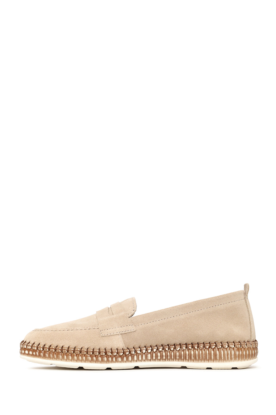Woman Beige Suede Loafer