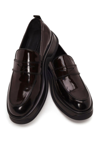 Erkek Bordo Kalın Tabanlı Deri Loafer